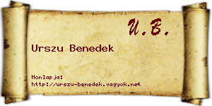 Urszu Benedek névjegykártya